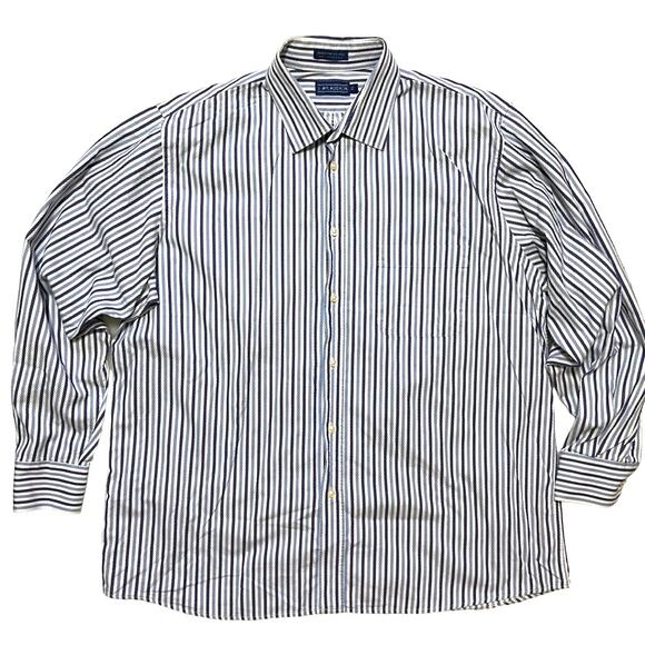 J. MCLAUGHLIN Superfine 2-ply Italian fabric Striped Button Front Shirt SZ XL - Picture 8 of 8